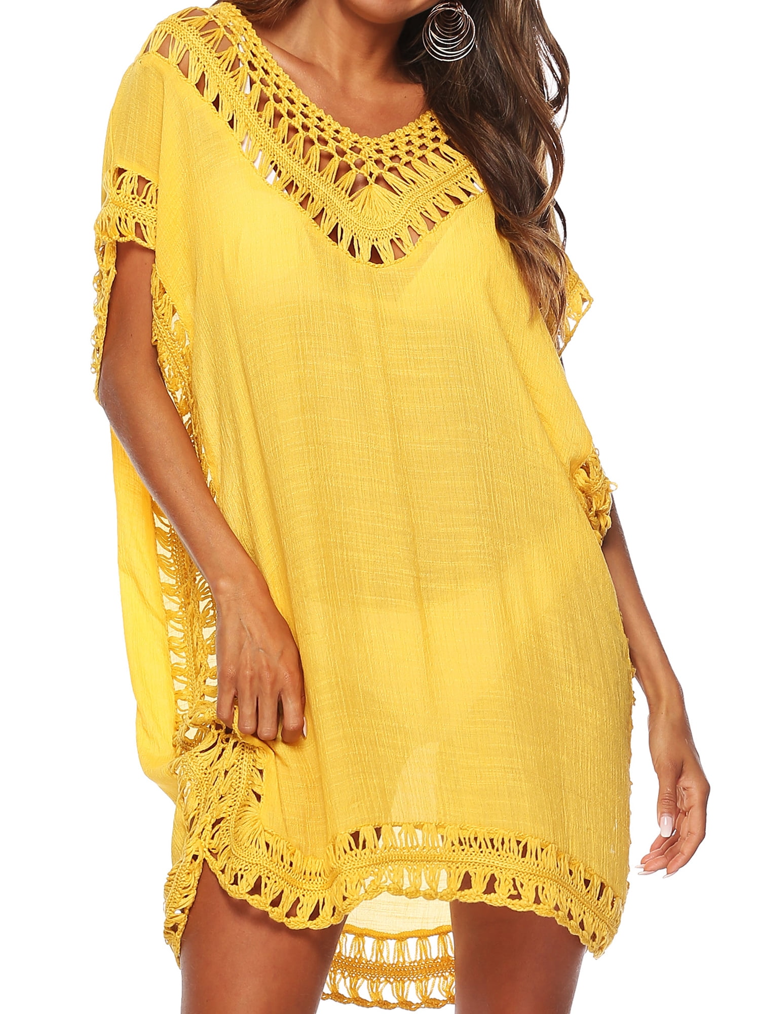 Xsylife Women Bikini Cover Up Crochet Swimsuit Kaftan Bikini Swimwear