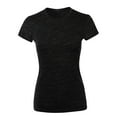thumbnail image 2 of A2Y Women's Basic Solid Ring Spun 100% Cotton Short Sleeve Crew Neck T Shirt Tee Tops Slub Black L, 2 of 3