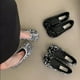 thumbnail image 2 of 2024 Zapatos Tabi de plata japoneses para mujer, planos con punta dividida, mocasines Ninja ostentosos, cómodos zapatos para caminar a diario para mujer, mocasines, 2 of 5