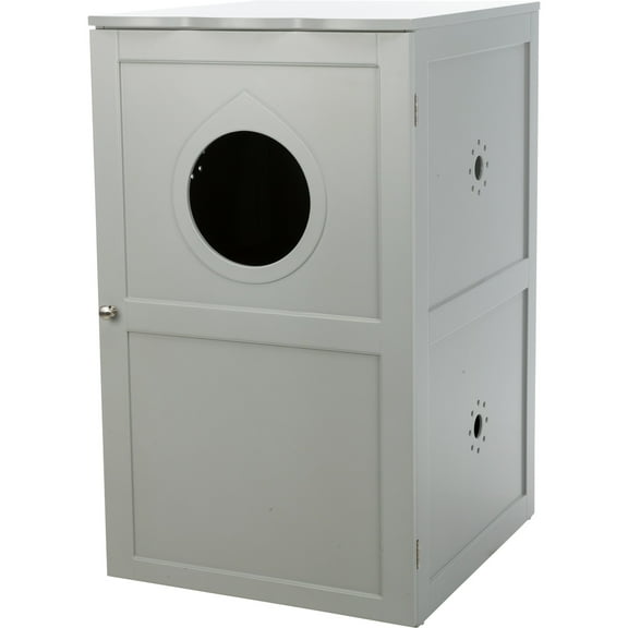 TRIXIE 2-Story Cat Litter Box Enclosure Hidden Litter Indoor Cat Furniture Accent Table, Gray