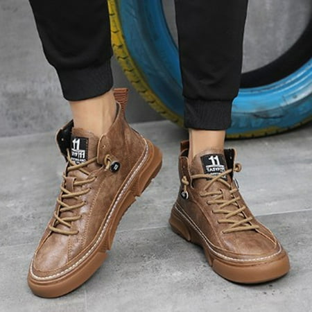 

Alueeu Men s sneakers Men s Retro High-Top Casual Boots Wild Thick-Soled Lace-Up Tooling Shoes