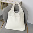 thumbnail image 4 of Bolsa De Hombro Bolso Bolsos de hombro de punto hueco retro Bolsos de mujer Bolso de playa de verano (Blanco), 4 of 5