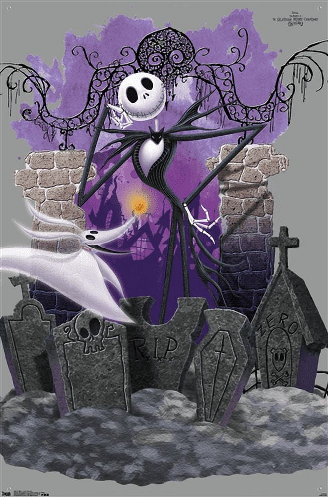 Disney Tim Burton's The Nightmare Before Christmas - Jack And Zero Wall Poster with Push Pins, 22.375" x 34"