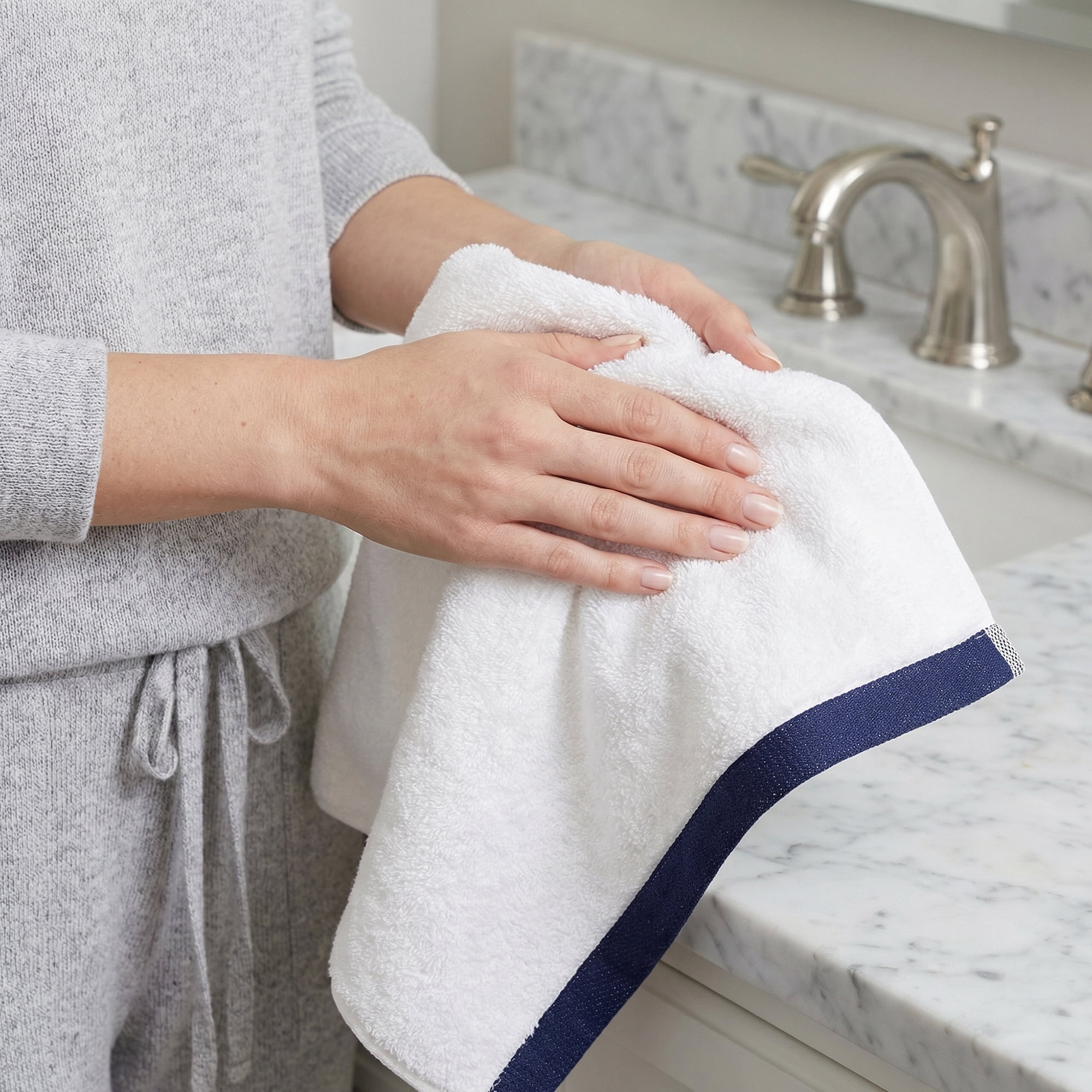 Unique Bargains Cotton Solid Absorbent Durable Soft Hand Towels White 29" x 13"