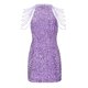 thumbnail image 3 of WILLBEST Vestidos Floreados para Mujer Vestido Sexy y Moderno con Cuello Halter, Hombros Descubiertos, Borlas y Costuras Envolventes con Lentejuelas Mediana​​, 3 of 3