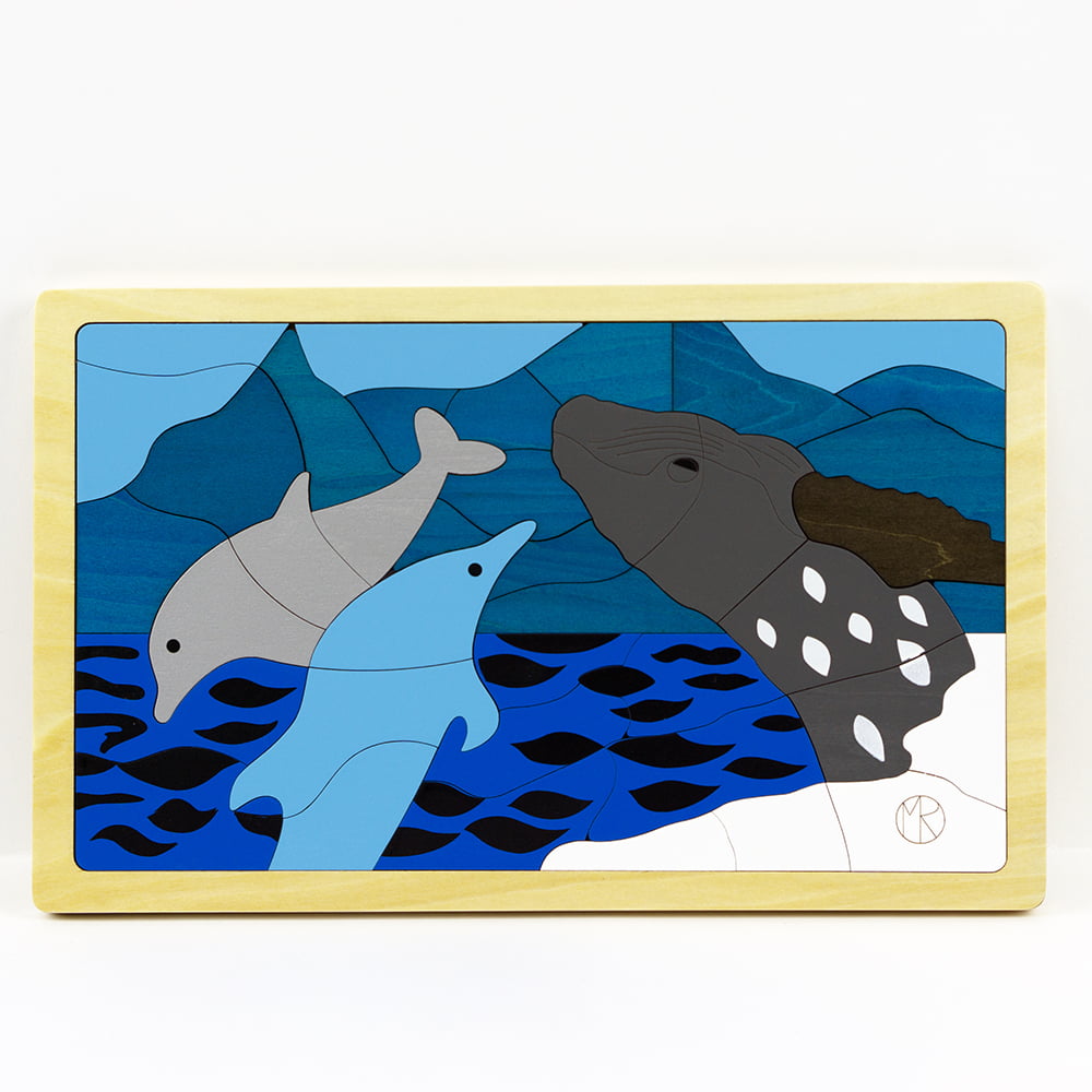 Dolphins Wood Layered Puzzle 24 Piece Tray & Frame Style Puzzle Details about   Fox Puzzles 