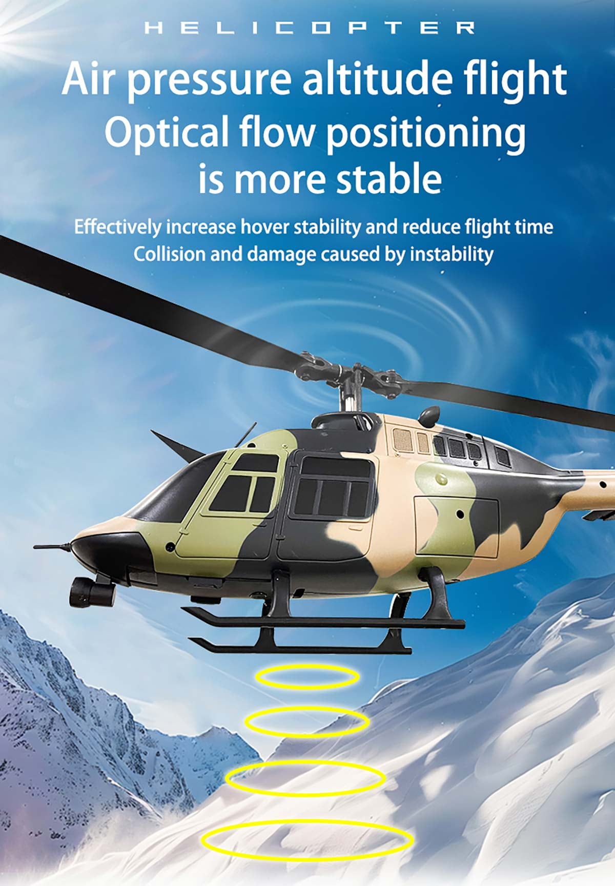 RC ERA C138 Bell 206 RC Helicopter for Adults, 1/33 Scale 2.4G 6CH Single Rotor RC Helicopter with Altitude Hold & Optical Flow Positioning - RTF