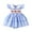Blue, variant on Girls Fly Sleeve Plaid Romper Embroider Bodysuits Dress Trendy Dailywear 6-12 Months