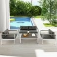 thumbnail image 1 of Costway 4 PCS Patio Aluminum Sofa Set Coffee Table Cushioned Loveseat Chair WPC Armrests, 1 of 10