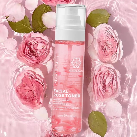 ARABESKS Rose Water Toner Spray – Hydrating Facial Mist with Hyaluronic Acid, Aloe Vera & Vitamin C, 3.38 fl oz