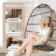 thumbnail image 6 of RADIATA Hanging Egg Chair Without Stand, Brown Wicker Swing Egg Chair with Cushion, 350 lbs Capacity, Indoor Outdoor Ceiling or Tree Hanging Chair for Patio, Bedroom, Porch, 6 of 9