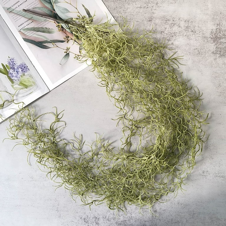 2 Pcs Artificial Hanging Plants Fake Spanish Moss, Faux Spanish Moss  Garland for Potted Plants, Artificial Hanging Moss Greenery Decor for  Crafts Wall