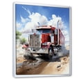 thumbnail image 2 of Designart "Pride of the Road Red Semi Truck I" Truck Floater Framed Canvas Print, 2 of 7