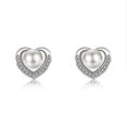 thumbnail image 1 of Pendientes de Plata Yashi con Forma de Corazón y Perla 1,2 x 1,2 cm 1 Par, 1 of 5