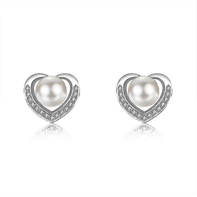 Pendientes de Plata Yashi con Forma de Corazón y Perla 1,2 x 1,2 cm 1 Par