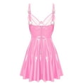 thumbnail image 4 of TiaoBug Womens Wet Look Gothic Slip Dress Patent Leather Mini Dress Rave Party Clubwear Pink 3XL, 4 of 7