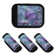 thumbnail image 2 of Wobogo Purple Sparkling Butterfly Luggage Handle Wrap 2Pcs Suitcase Identifier Travel Accessories Affordable Durable Concealed Tag For Airport Leaf, 2 of 6