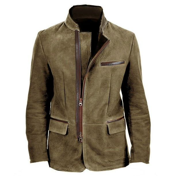 Ceisia Men's Solid Color British Style Jacket Warm Zip Gift Up Outerwear with Cover Bag Design