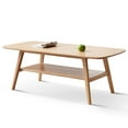 thumbnail image 5 of Hassch Coffee Table, 47.25" Rectangular Center Tables for Living Room, Mid Century Modern Low Cocktail Table with Storage Shelf (Natural), 5 of 6