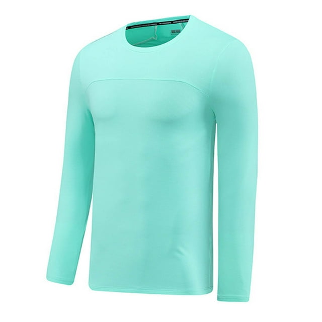 Styesk Mens Shirts Man Solid-Color-Drying Breathable Tight Fitting Base Sports Fitness Elastic Long Sleeve Round-Neck