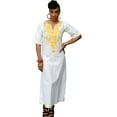thumbnail image 2 of Off-White African Dashiki Dress with Golden Orange Embroidery, 2 of 4