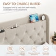 thumbnail image 7 of Full/Queen Bed Frame with Type-C & USB Ports, Upholstered Platform Bed Frame with Wingback & Button Tufted Headboard, Solid Wood Slats Support, No Box Spring Needed, Noise-Free, Khaki, 7 of 7