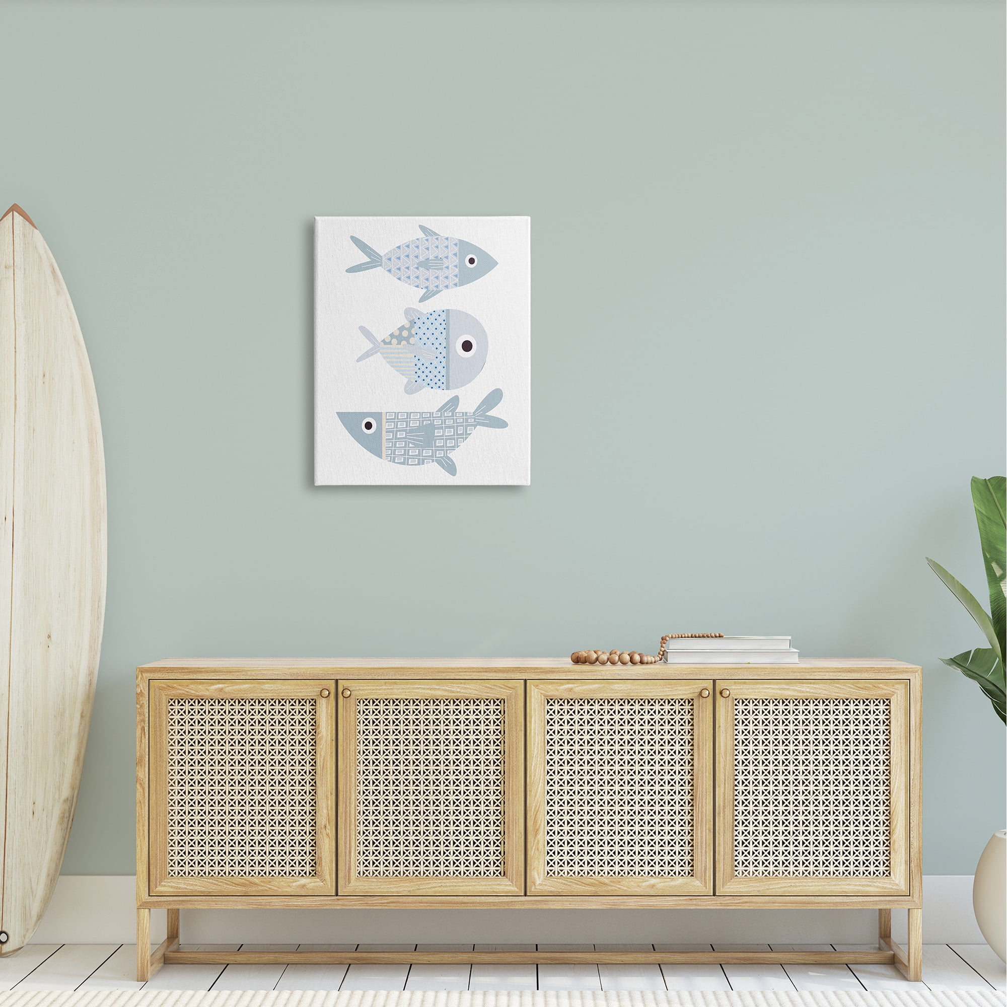 Stupell Industries Various Patterned Aquatic Fish Design Graphic Art Gallery Wrapped Canvas Print Wall Art, Design by Kim Allen