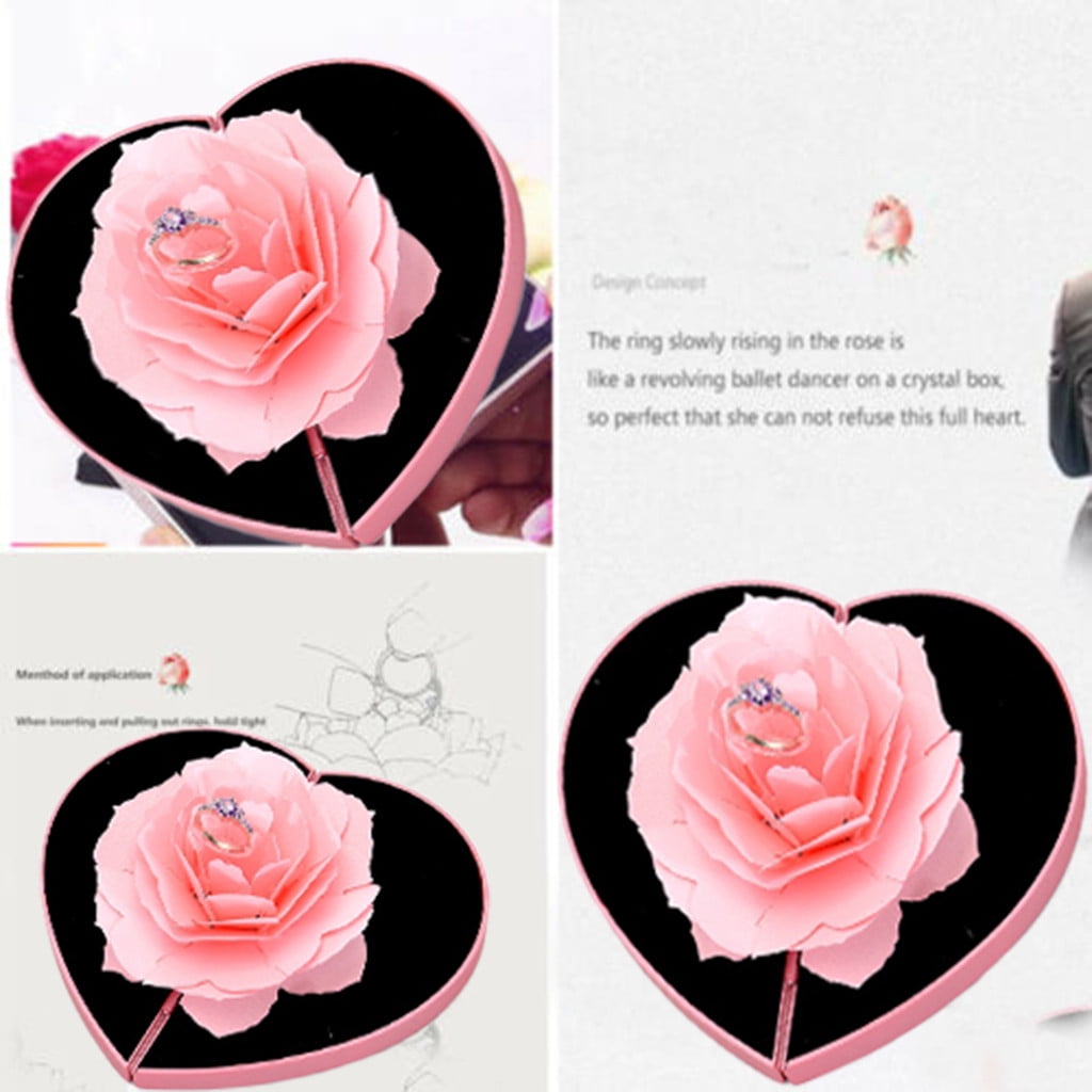 TOTO〗Jewelry Box For Women Smooth Romantic Rotating Rose ...