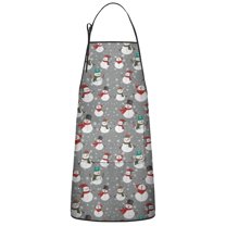 Gray Christmas Snowman Pattern Apron-Garden Aprons for Women with Pockets-Cotton Linen Waterproof Kitchen Cooking Gardening Aprons Adjustable for Kitchen,Cooking,BBQ and Salon 33"x27"