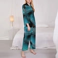 thumbnail image 3 of Honeii Blue Viper Snake1 Print Women's Pajama Sets Long Sleeve Button Down Sleepwear Nightwear Soft Pjs Lounge Sets 2PCS-Medium, 3 of 7