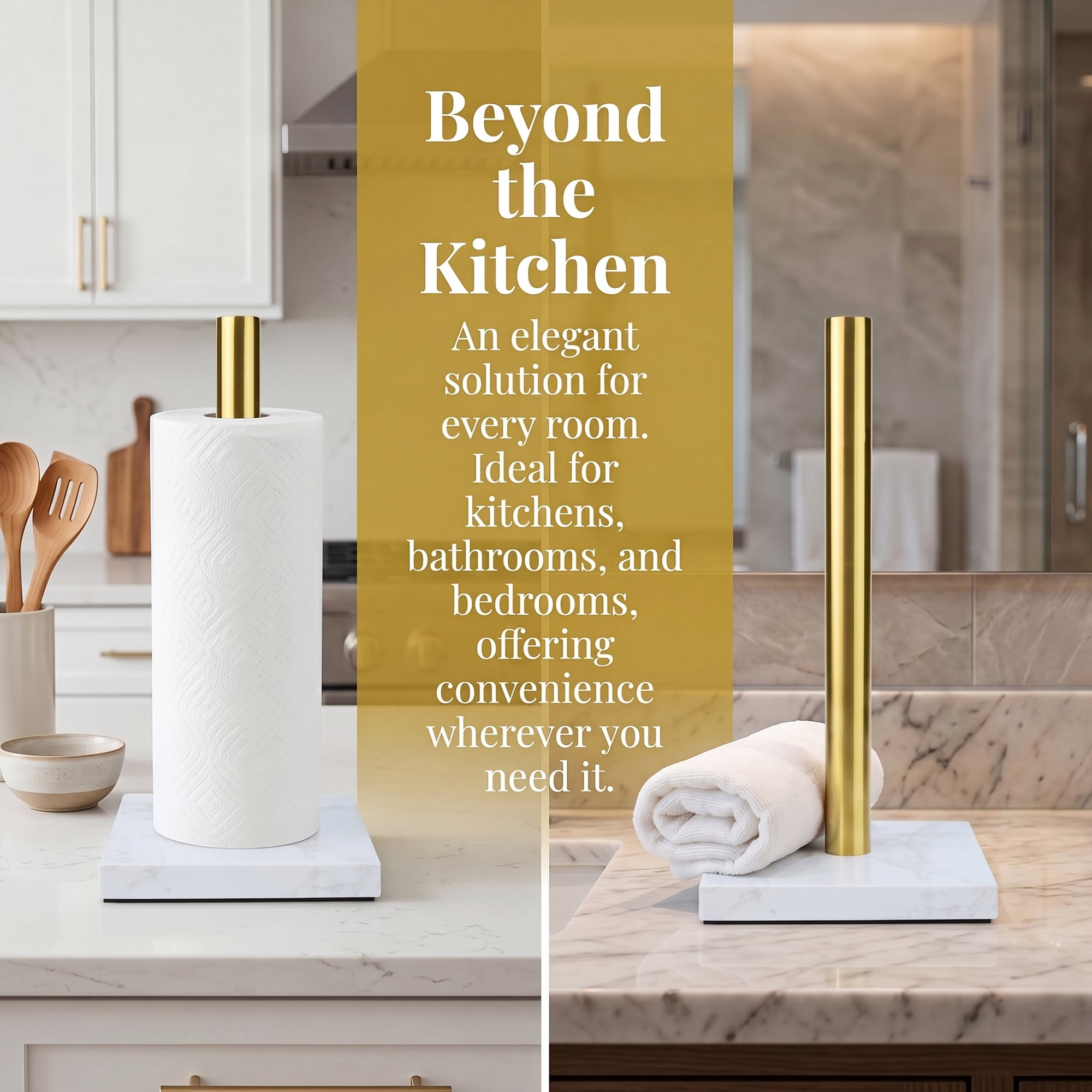 Unique Bargains Non Slip Base Paper Towel Holder Gold F 11.7x5.9inch