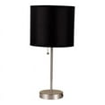 thumbnail image 2 of 19" Tall Metal Table Lamp with Silver finish, Black Shade, 2 of 2