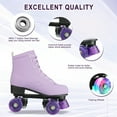 thumbnail image 6 of JUANYU Roller Skates, High-Top Double Row Quad Skates, Light Up Star Wheels, Women's 8.5 & Men's 7, Deep Purple, 6 of 9