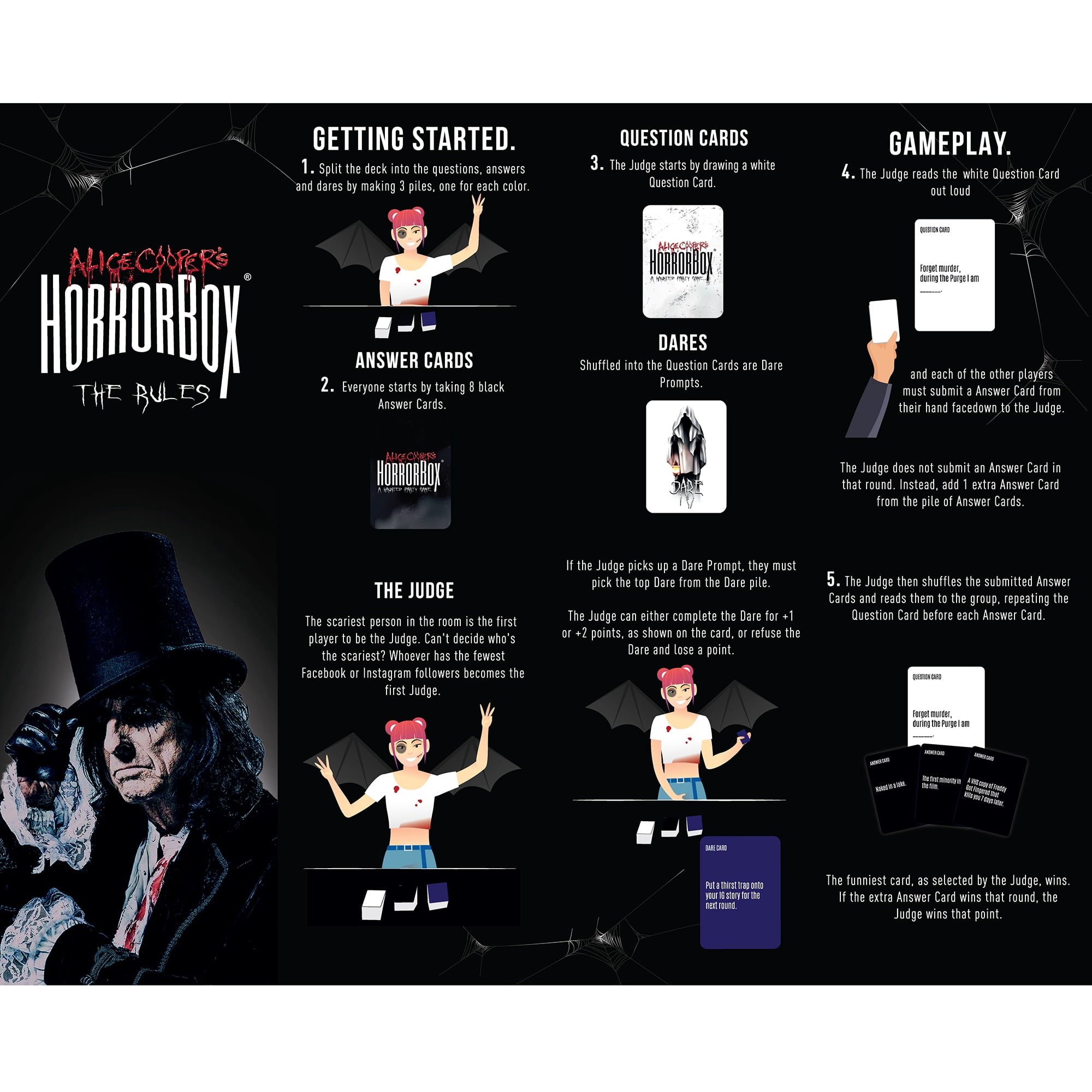 FITZ - Alice Cooper’s HorrorBox - A Haunted Party Night - 350 Scary Cards - Family Horror Box Game - Horror Games - Horror Movie Game Night.