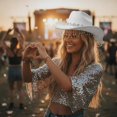 thumbnail image 6 of vlrwzc Rhinestone Fringe Western Cowboy Hat, Sparkling Cowgirl Hat for Festivals and Concerts, 6 of 7