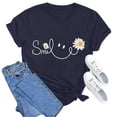 thumbnail image 4 of Women Tees Shirts Tops Letter Daisy Flower Print Short Sleeve Summer Y2k Clothes, 4 of 5