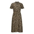 thumbnail image 6 of safuny Clearance Midi Blouson Dress for Women Floral Leopard Short Sleeve V Neck Dress Drawstring Leisure Comfy Retro Holiday Beach Trendy Clothing Summer Brown S, 6 of 10