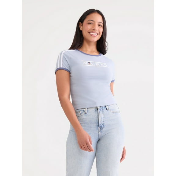 Mickey Mouse Women’s Graphic Baby Tee, Sizes XXS-XXL