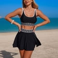 thumbnail image 6 of vigerkar Womens High Waisted Bikini Sets Two Piece Tummy Control Swim Skirt Color Block Skirted Swimsuit 2025 (Black, M), 6 of 9