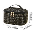 thumbnail image 3 of LHNFT Travel Makeup Bag, Square Cosmetic Case with Handle, Black Plaid Makeup Bag, Travel Skincare Bag, Travel Essentials, Gifts for Women, 3 of 6
