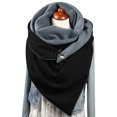 thumbnail image 5 of PMVFHDE Women's Double Layer Snap Closure Triangle Scarf for Fall and Winter, Solid Color Warm Wrap for Women, Fashionable High Neck Style Scarf for Cold Weather Black, 5 of 5