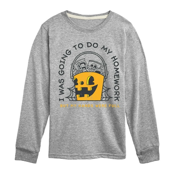 Instant Message - Going To Do Homework Hands Full - Toddler & Youth Long Sleeve Graphic T-Shirt