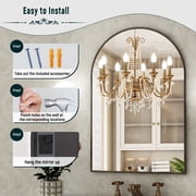 BEAUTYPEAK 20x 30 Bathroom Mirror Wall Vanity Arched Mirror, Black