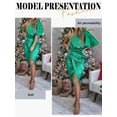 thumbnail image 6 of STARVNC Women Oblique Shoulder Pleated High Waisted Split Hem Midi Dress, 6 of 7