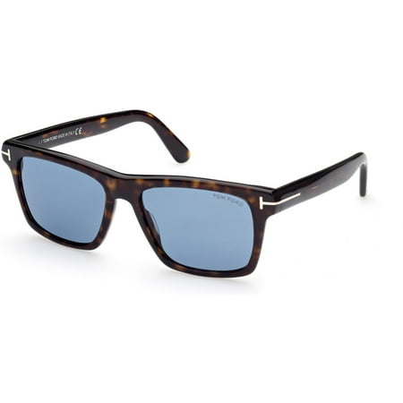 TOM FORD Buckley-02 FT0906 52V Shiny Dk Havana Blue 56 mm Men's Sunglasses