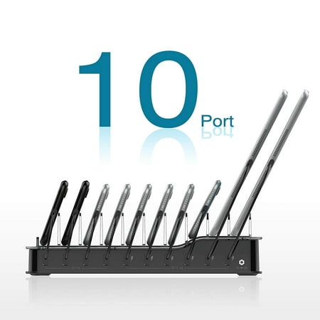 Kavalan 10 Port USB Charging Station Dock & Organizer, Universal Desktop Tablet & Smartphone Multi-Device 10 Port USB Charger Hub with Auto Detect Smart Rapid Charging