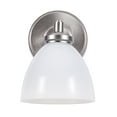 thumbnail image 5 of Aspen Creative 62279, 1 Light Wall / Vanity Light Fixture, 5-3/4" W x 9" H x 7-1/2" E, Brushed Nickel Finish, Clear Glass w/ Paint White Inside, 5 of 6