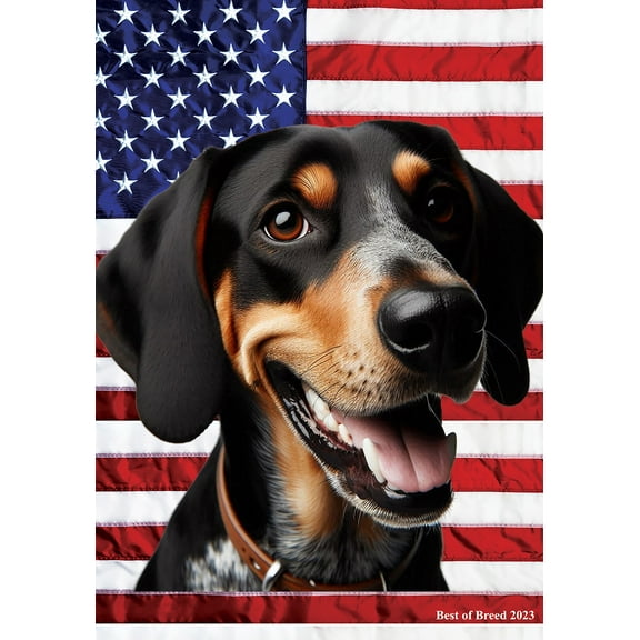 Black and Tan Coonhound - Best of Breed All-American Patriotic III House Flags