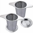 thumbnail image 1 of 2PCS Tea Filter Fine Hole Stainless Steel Tea Infuser Tea Strainer with Two Tabs and Lid for Mug Cup Teapot- 6cm x 7.5cm, 1 of 4