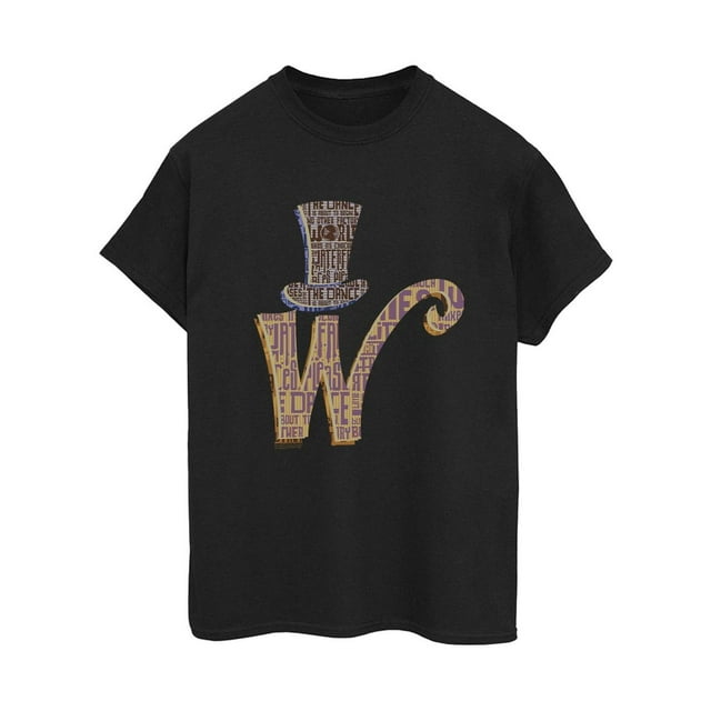 Willy Wonka T-Shirt Boyfriend en Coton avec Logo pour Femmes